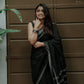 Grace Noir: Black Cotton Silk Saree with Subtle Blouse Companion
