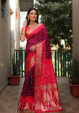 Ziyana Gajari Maroon Bandhej Silk Saree