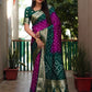 Ziyana B.green Rani Bandhej Silk Saree