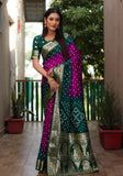 Ziyana B.green Rani Bandhej Silk Saree