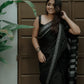 Grace Noir: Black Cotton Silk Saree with Subtle Blouse Companion