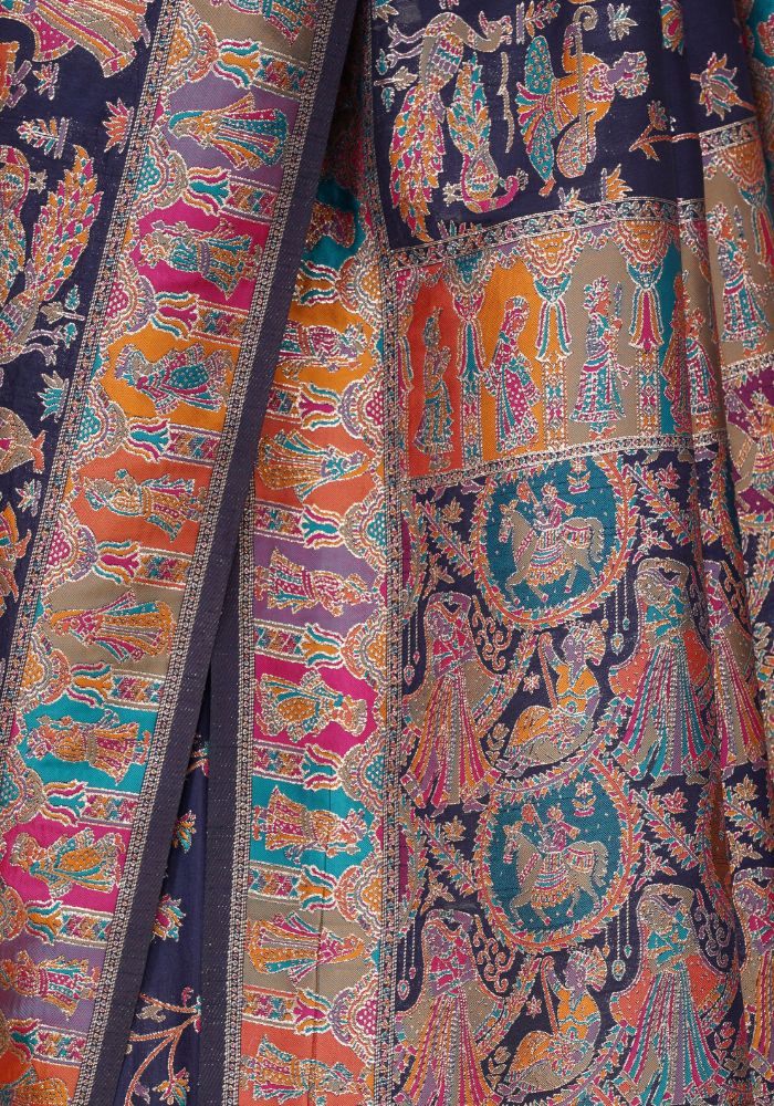 Tanirika – N.blue Naylon Sillk Saree with Vibrant Minakari Detailing