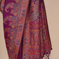 Glamorous Wine Pashmina Saree With Artistic Minakari Work