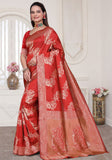 Aura Red Banarasi Silk Saree