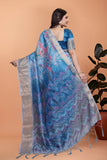 Amaya Sky Blue Digital Silk saree