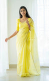 Riya Lemon Yellow Linen Cotton Saree