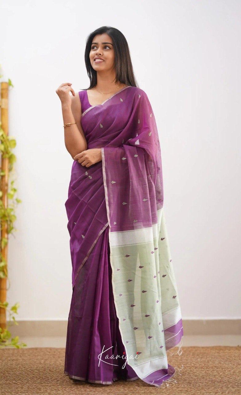 Riya Wine Linen Cotton Saree