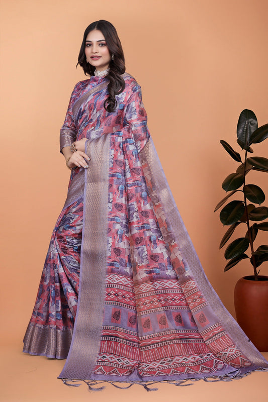 Amaya Lavender Digital Silk saree