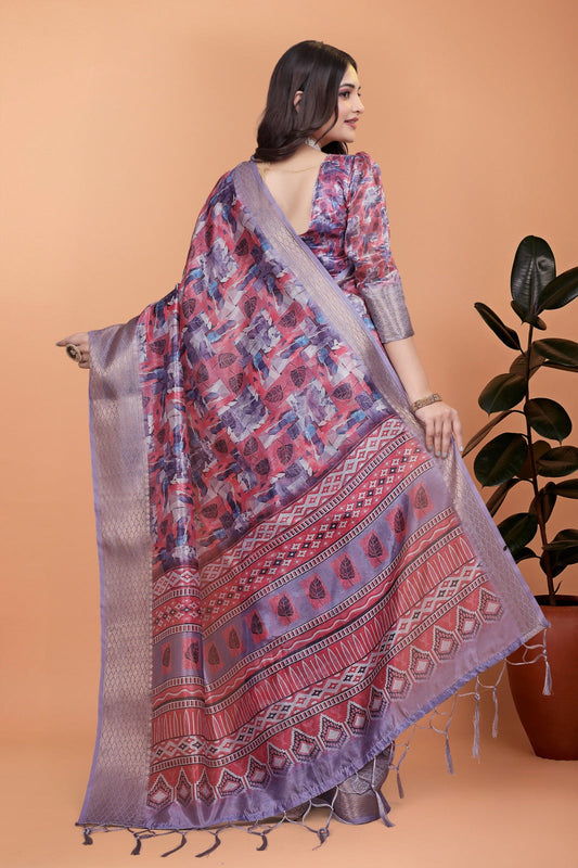 Amaya Lavender Digital Silk saree