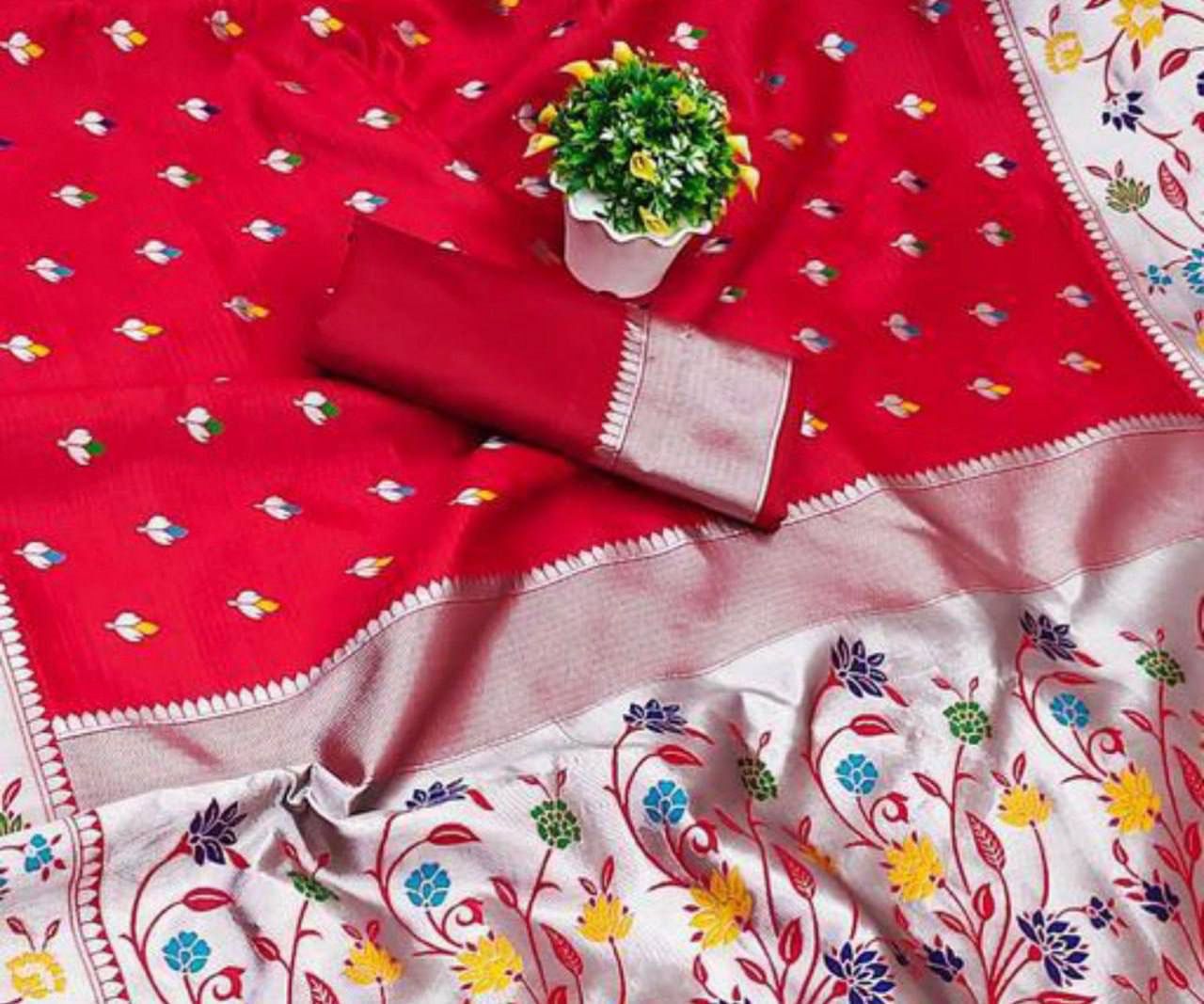 Aanya Red Paithni Silk Saree