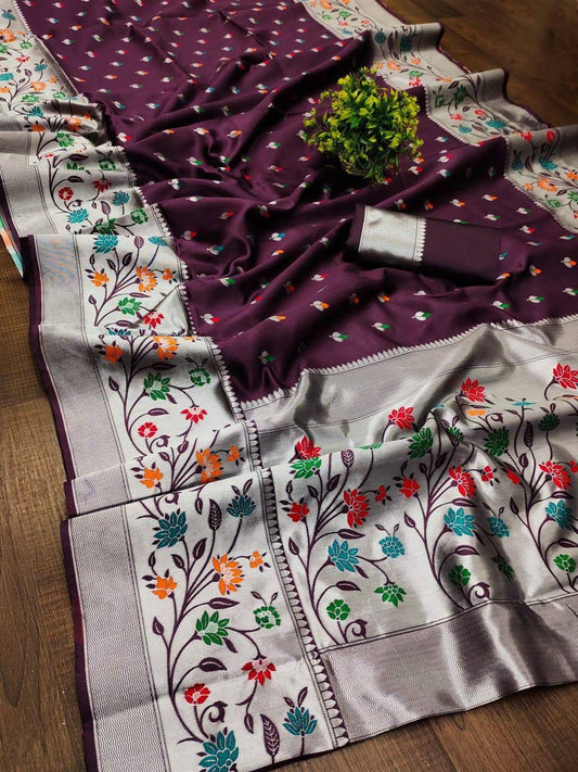 Aanya Wine Paithni Silk Saree