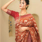 Anvitha – Rust Brown Banarasi Soft Silk Saree With Zari Weaving