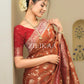 Anvitha – Rust Brown Banarasi Soft Silk Saree With Zari Weaving