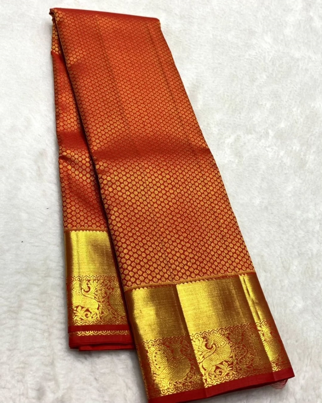 Ruvika – Red Banarasi Silk Saree with Intricate Gold Zari Weaving