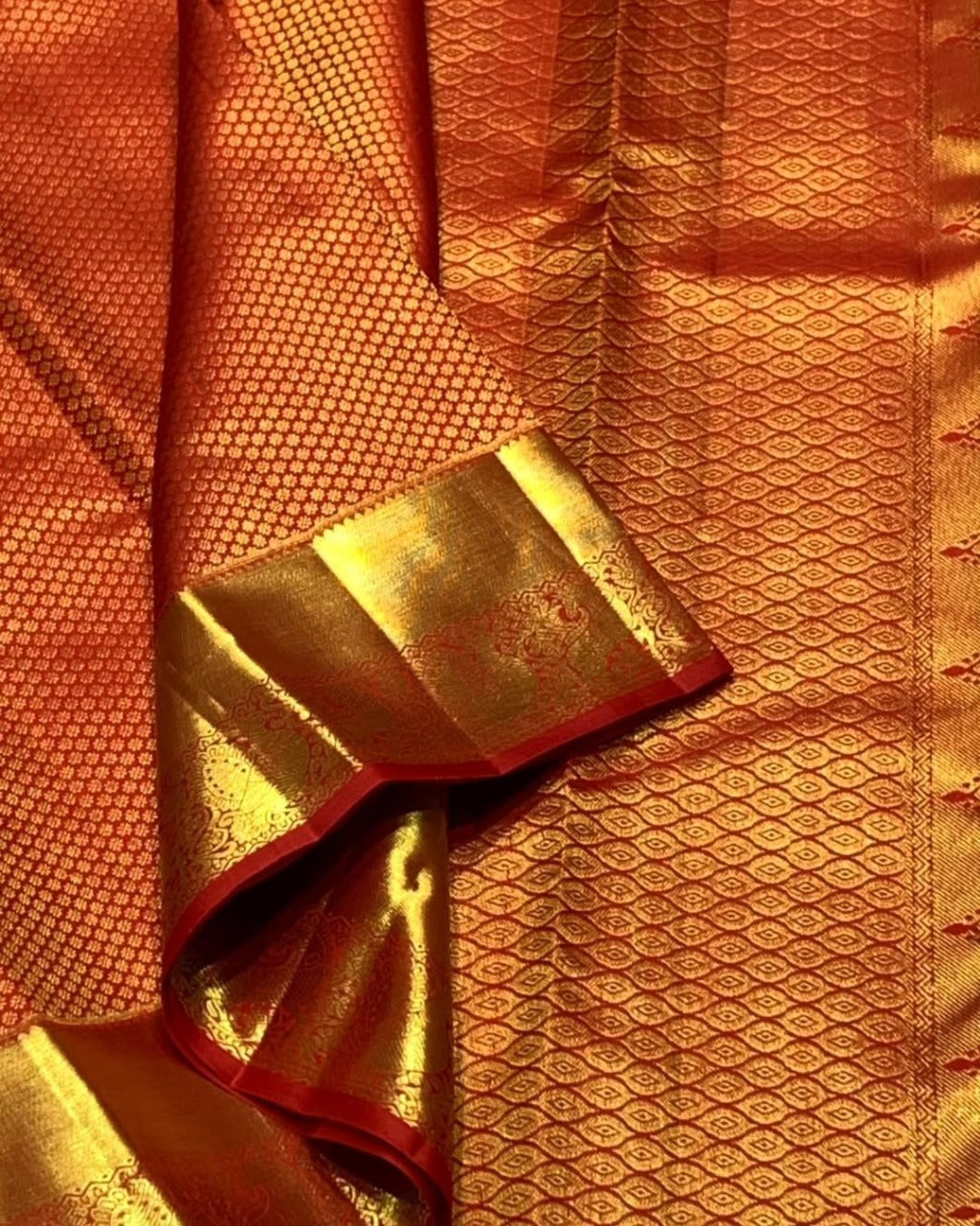 Ruvika – Red Banarasi Silk Saree with Intricate Gold Zari Weaving