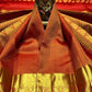 Ruvika – Red Banarasi Silk Saree with Intricate Gold Zari Weaving
