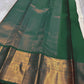 Varnika – Ivory Kanjivaram Silk Saree with Emerald Zari Border