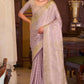 Imbrication Lavender Banarasi Satin Silk Saree With Smashing Blouse