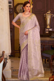 Imbrication Lavender Banarasi Satin Silk Saree With Smashing Blouse