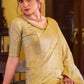 Imbrication Yellow Banarasi Satin Silk Saree With Smashing Blouse