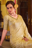 Imbrication Yellow Banarasi Satin Silk Saree With Smashing Blouse