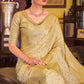 Imbrication Yellow Banarasi Satin Silk Saree With Smashing Blouse