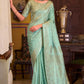 Imbrication Sea Green Banarasi Satin Silk Saree With Smashing Blouse