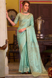 Imbrication Sea Green Banarasi Satin Silk Saree With Smashing Blouse