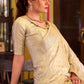 Imbrication Beige Banarasi Satin Silk Saree With Smashing Blouse