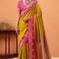 Ratatouille Mustard Banarasi Satin Silk Saree With Forbearance Blouse