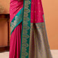 Ratatouille Dark Pink Banarasi Satin Silk Saree With Forbearance Blouse