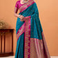 Ratatouille Rama Banarasi Satin Silk Saree With Forbearance Blouse