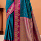Ratatouille Rama Banarasi Satin Silk Saree With Forbearance Blouse