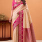 Ratatouille Beige Banarasi Satin Silk Saree With Forbearance Blouse