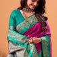 Ratatouille Magenta Banarasi Satin Silk Saree With Forbearance Blouse