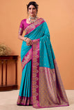 Ratatouille Firozi Banarasi Satin Silk Saree With Forbearance Blouse