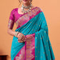 Ratatouille Firozi Banarasi Satin Silk Saree With Forbearance Blouse