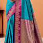 Ratatouille Firozi Banarasi Satin Silk Saree With Forbearance Blouse