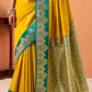 Ratatouille classy Yellow Banarasi Satin Silk Saree With Forbearance Blouse