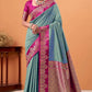 Ratatouille Grey  Banarasi Satin Silk Saree With Forbearance Blouse