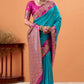 Ratatouille Grey  Banarasi Satin Silk Saree With Forbearance Blouse