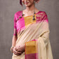 Effulgent Beige & Dark Pink Cotton Silk Saree With Lustrous Blouse Piece