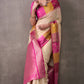 Effulgent Beige & Dark Pink Cotton Silk Saree With Lustrous Blouse Piece
