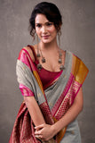 Effulgent Grey Cotton Silk Saree With Lustrous Blouse Piece