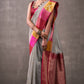 Effulgent Grey Cotton Silk Saree With Lustrous Blouse Piece
