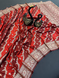 Deserving Red Soft Banarasi Silk Saree With Classic Blouse Piece