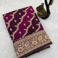 Deserving Wine Soft Banarasi Silk Saree With Classic Blouse Piece