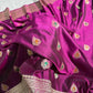 Banarasi Satin Silk Purple Saree With Smashing Blouse