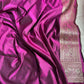 Banarasi Satin Silk Purple Saree With Smashing Blouse