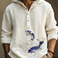 Koi Fish Zen Hoodie Shirt – Japanese Wave Linen Pullover